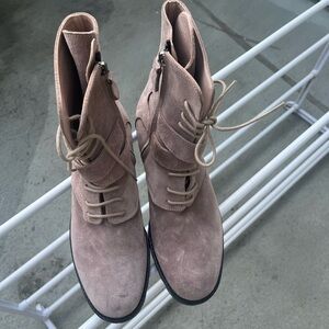 Manolo Blahnik Suede Lace Up Boots